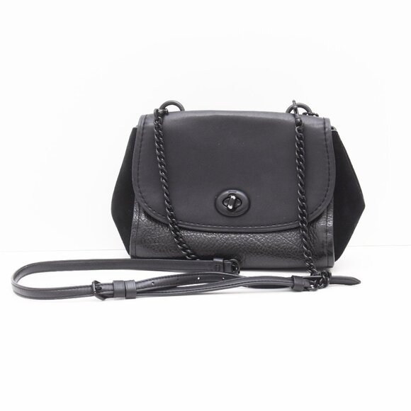 Coach Faye Crossbody Bag Black Leather Chain Strap Twist Lock EUC - Picture 1 of 13